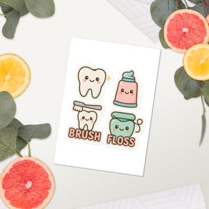 Dentistry Brush Floss Sticker Sheet | Multiple Sticker Designs | Dental Stickers