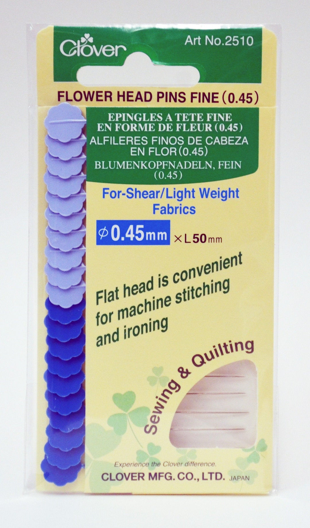 Flower Head Pins Fine 0.45mm Clover Flower Pins, Shear/light Weight