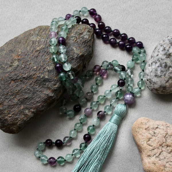 Natural Multicolor Fluorite Necklace 3 Strand Untreated Oval Shape Beads