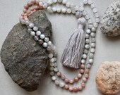 Rainbow Moonstone 108 hand-knotted 8mm beads mala meditation necklace