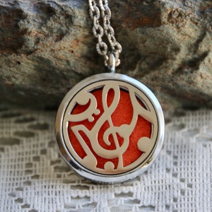 Treble Clef music diffuser locket for essential oils, aromatherapy