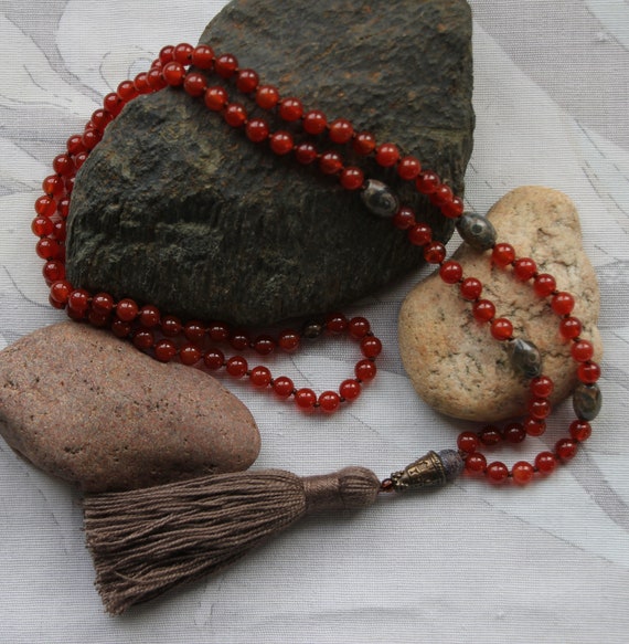 Hand knotted Carnelian Mala Necklaces Hand knotted Carnelian Mala Necklaces