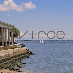 Charleston, South Carolina - Digital Print - The Battery - Instant Download - Sail Boat