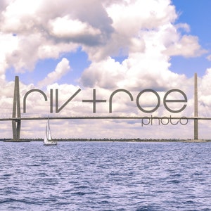 Charleston, South Carolina - Digital Print - Ravenel Bridge - Instant Download - Sail Boat