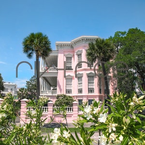 Pink Palace - Charleston, South Carolina - Digital Print - The Battery - Instant Download - Sunrise
