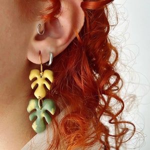 Leaf Earrings | Handmade Polymer Clay Earrings | Gold Earrings | Boho