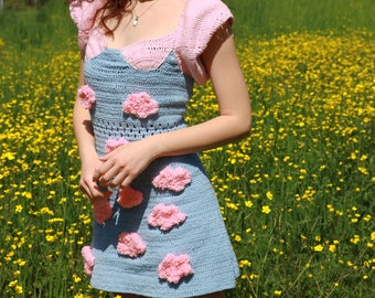 Crochet Dress PATTERN Like a Pink Cloud Dress sizes up to 8 Years