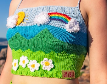 Sunshine Crop Top,Knit Crop Top,Rainbow Crop Top