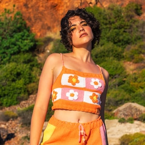 Daisy Crop Top,Knit Crop Top, Handmade, Vegan