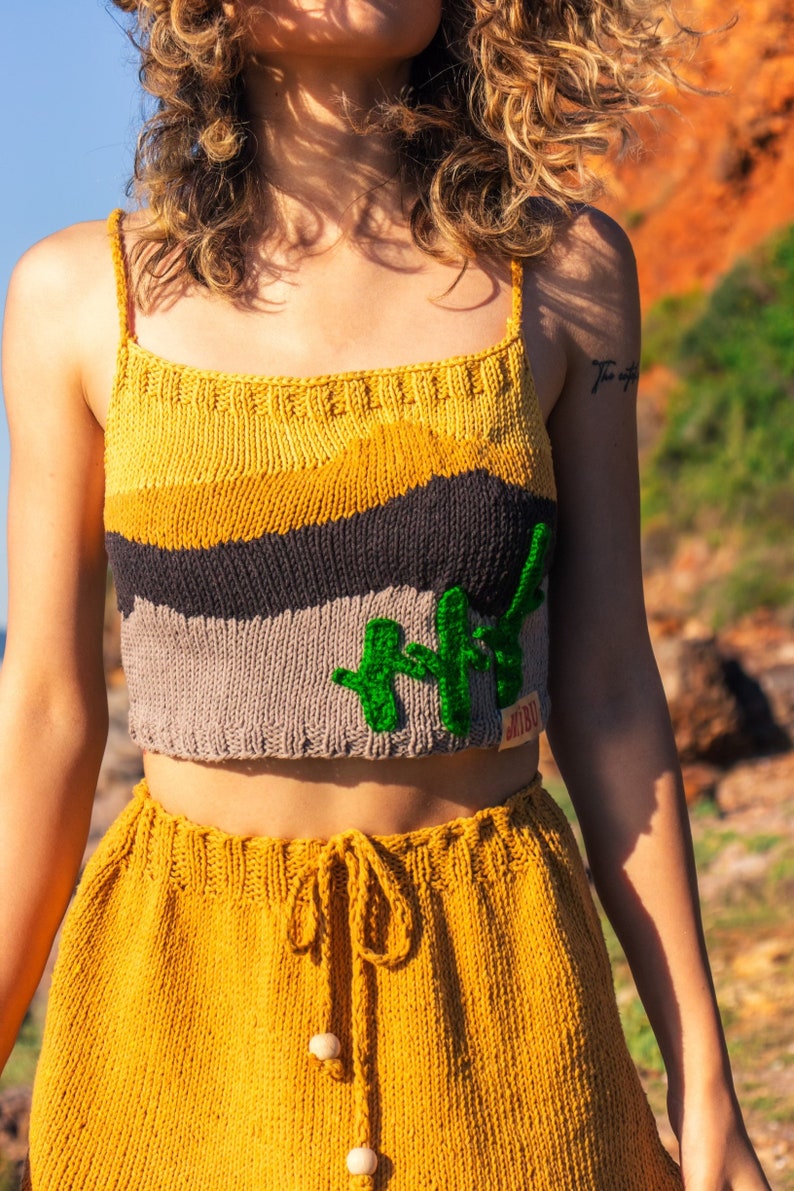 Cactus Knit Skirt ,Handmade, Vegan image 2