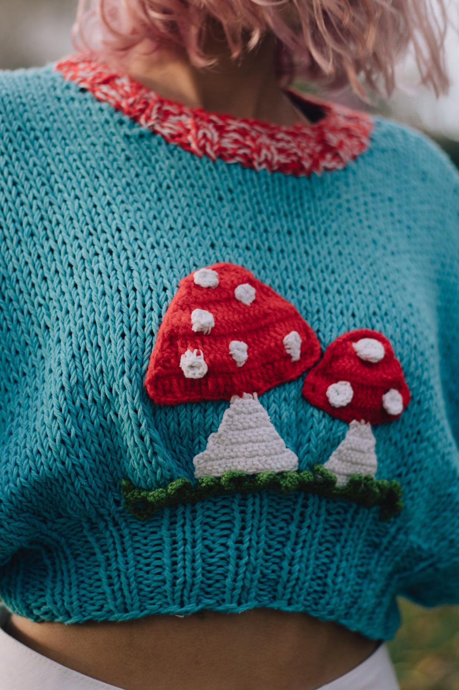 Mushroom Knit Sweater Handmade Vegan Etsy