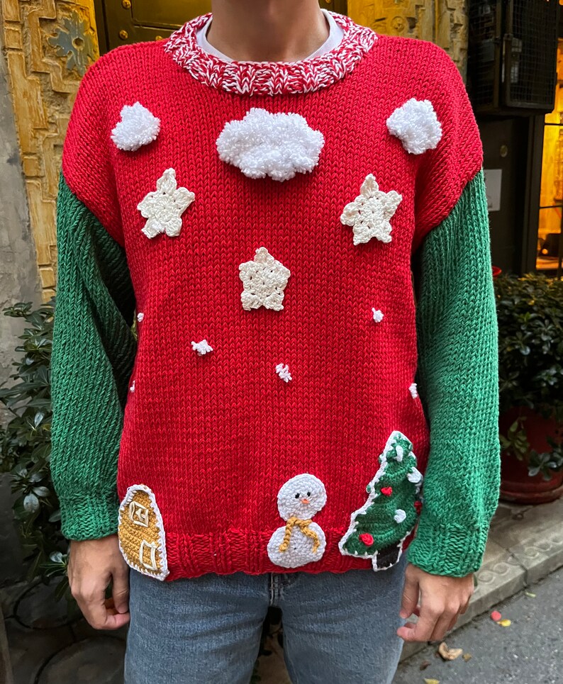 Christmas Sweater ,Chunky Knit, Christmas Knitwear, Christmas Gifts ,Oversize Sweater, Hand-knitted Sweater, Unisex Sweater image 6