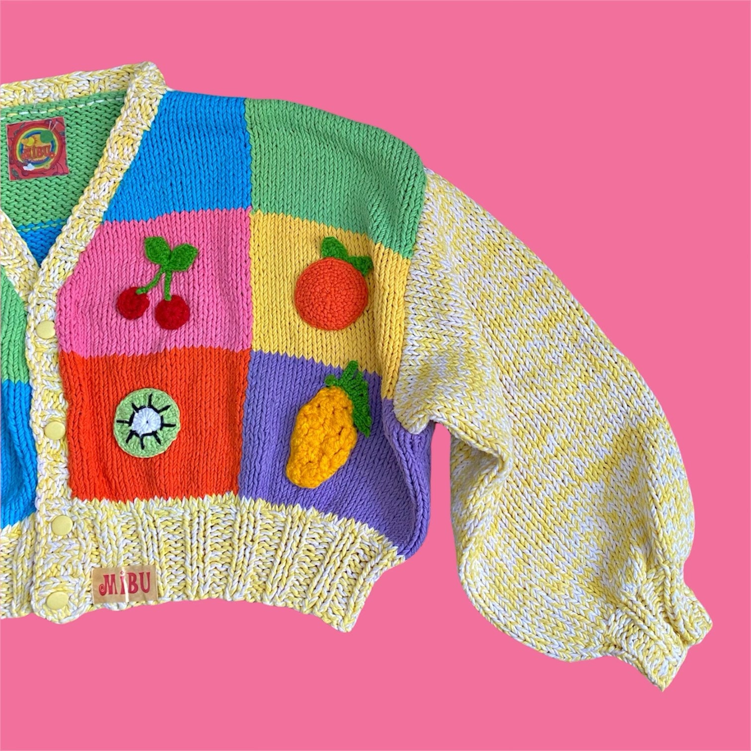 Fruit Knit Cardigan – Colorful Handmade Cropped Sweater
