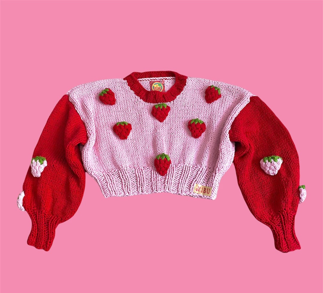 RAILS Size S Cream Red Cotton Acrylic Strawberry Crew-Neck Pullover main image 1