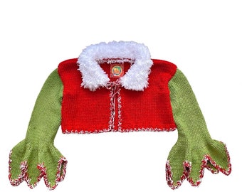 Weihnachten Cargidan,Chunky Knit,Weihnachtsstrick,Weihnachtsgeschenke,Cropped Cargidan,Handgestrickte Strickjacke