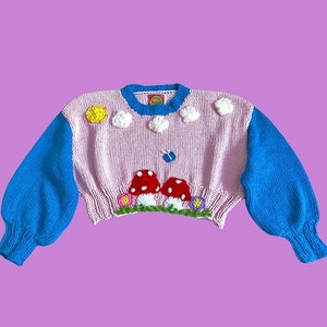 Fairytale Knit Sweater,Chunky Knit Sweater, Hand Knitted Sweater, Long Sleeve Sweater, Y2K Fashion, Aesthetic Knit Sweater image 1