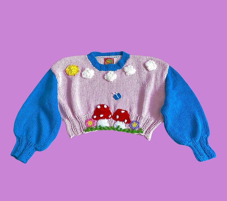 Fairytale Knit Sweater,Chunky Knit Sweater, Hand Knitted Sweater, Long Sleeve Sweater, Y2K Fashion, Aesthetic Knit Sweater image 1