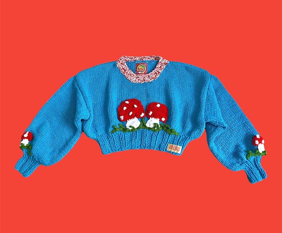 Mushroom Knit Sweater,chunky Knit Sweater, Hand Knitted