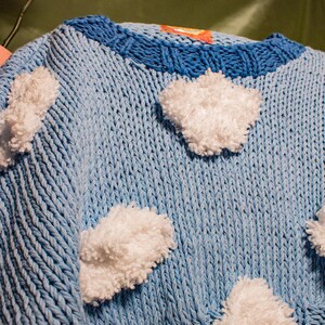 Cloud Knit Sweater, Chunky Knit Product ,Handmade & Unique , 3D Fluffy Clouds, Long Sleeve Sweater, Vegan image 5