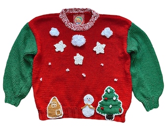Weihnachtspullover, Grobstrick, Weihnachtsstrick, Weihnachtsgeschenke, Oversize-Pullover, Handgestrickter Pullover, Unisex-Pullover