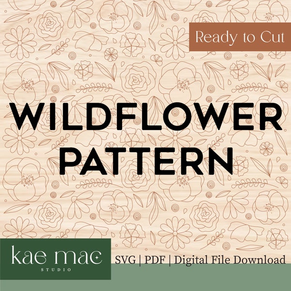 Wildflowers Pattern Scoring SVG & PDF File Download | Flower | Laser Ready
