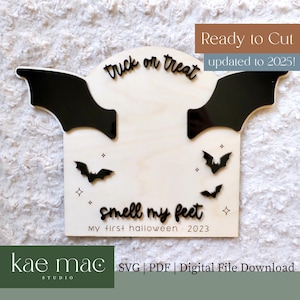 Trick or Treat Smell My Feet Bat | Digital File Download |First Halloween DIY Foot Print Sign |  Keepsake