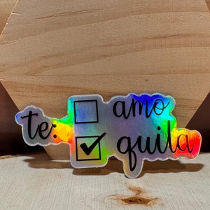 Lista kontrolna naklejek winylowych Te Amo Tequila, Napój, Alkohol, Happy Hour, Zabawna naklejka, Holograficzna wodoodporna naklejka, Margarity, Noc kobiet