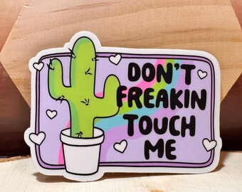 Sticker Do not Touch Me Cactus - waterdichte grappige sticker