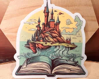Fantasy Castle & Book Vinyl Sticker - Dishwasher Safe