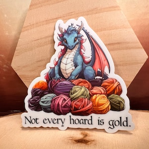 Dragon Yarn Hoarder Sticker - Dishwasher Safe Knitting Lover Gift