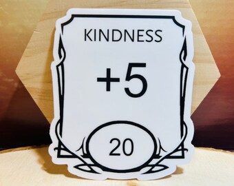 Kindness Aability Score +5, 20, Vinyl Aufkleber, Wasserdicht, Dungeons and Dragons, D&D, DND, TTRPG, Pathfinder, Spieler und DM Geschenk, lustiges Geschenk