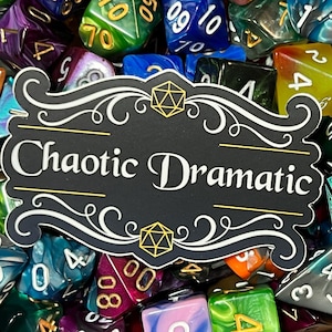 Adesivo de vinil caótico e dramático para D&D, lavável na máquina de lavar louça, Dungeons and Dragons, DND, TTRPG, Pathfinder, tabela de alinhamento, presentes para jogadores e Mestres