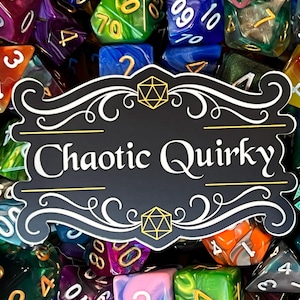 Adesivo de vinil caótico e peculiar de D&D, lavável na máquina de lavar louça, Dungeons and Dragons, DND, TTRPG, Pathfinder, tabela de alinhamento, presentes para DM e jogadores
