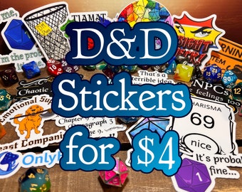 D&D Waterproof Vinyl Stickers, Dungeon Master, Dungeons and Dragons, TTRPG, Pathfinder, dishwasher safe! Choose Your Stickers! DND, Thieves