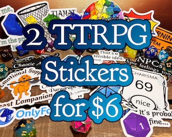 2 TTRPG, Dungeons and Dragons Stickers Bundle! Choose your own Sticker Bundle! D&D, Pathfinder Water Bottle Stickers, Dishwasher safe