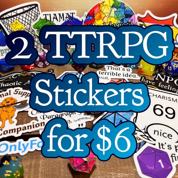 2 TTRPG, Dungeons and Dragons Stickers Bundle! Choose your own Sticker Bundle! D&D, Pathfinder Water Bottle Stickers, Dishwasher safe