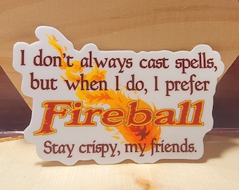 Fireball Vinyl Sticker: D&D, TTRPG, DM Gift, Dishwasher Safe