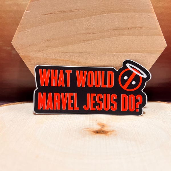 Deadpool 'Marvel Jesus' Vinyl Sticker - Water Bottle, Laptop Decal