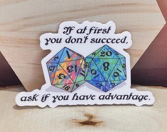 Advantage D&D Dice Sticker - Waterproof TTRPG Gift