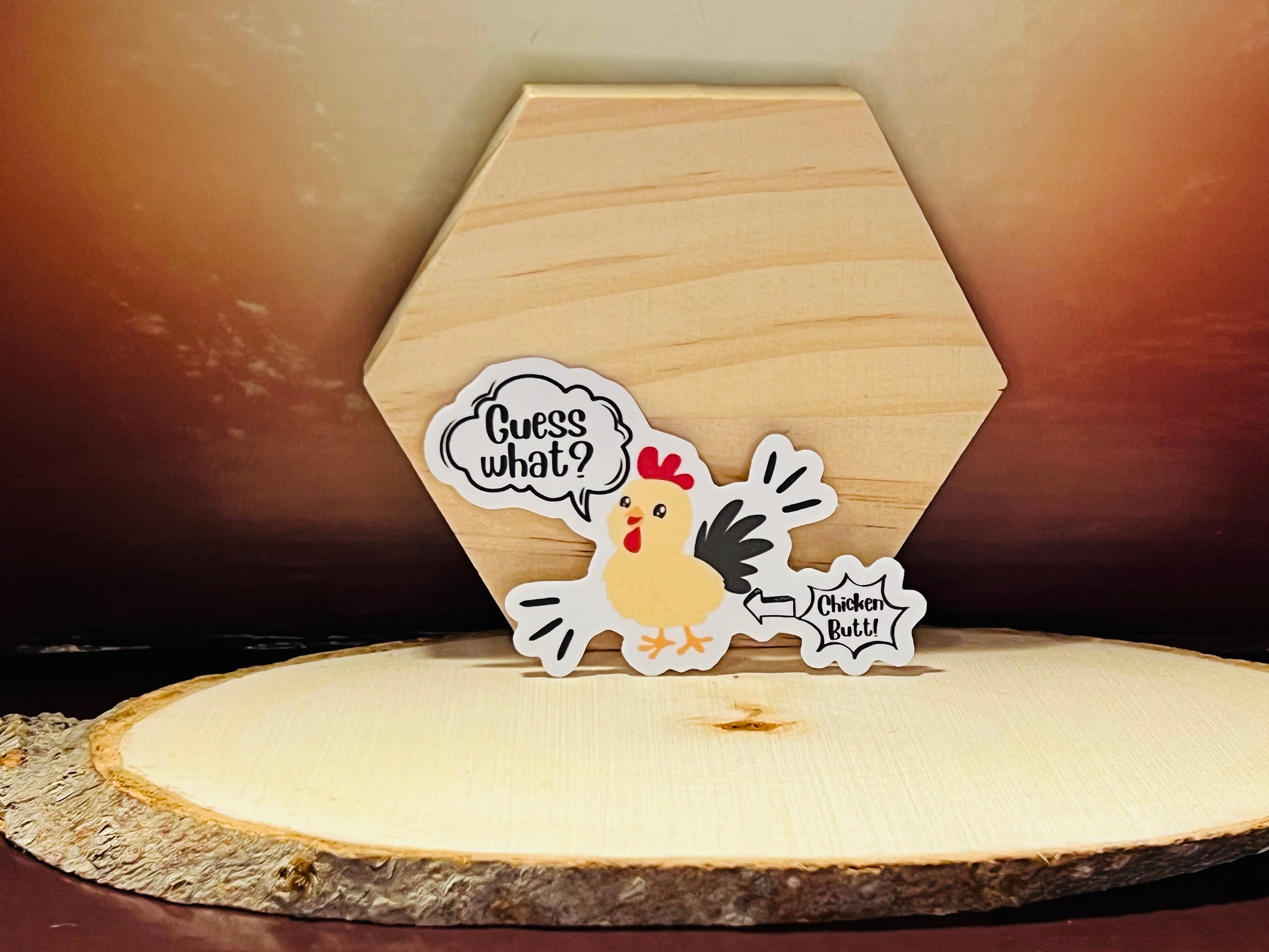 Chicken Butt Vinyl Sticker: Funny Farm Animal Pun, Waterproof - Etsy