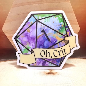 Oh Crit D20 ビニールステッカー、ナチュラル 1、D&D、TTRPG