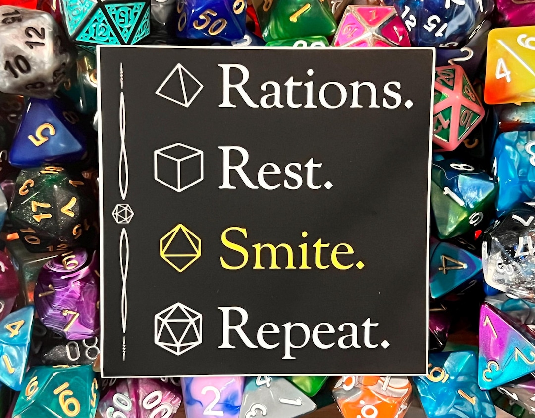 Dnd Rations Card D&D Vinyl Sticker: Rations Rest Smite Repeat - Dishwasher Safe - Etsy