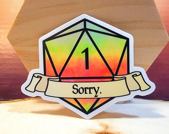 Tut mir leid Natural 1 Vinyl Sticker: Dungeons and Dragons RPG