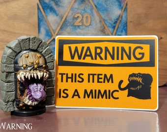 Vinylsticker waarschuwing nabootsen, D&D, TTRPG, gamercadeau