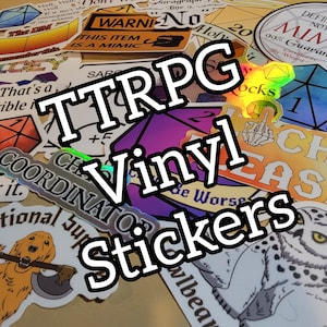 TTRPG, Dungeons and Dragons Vinyl Stickers! D&D, Pathfinder Water Bottle Stickers, Dishwasher safe, DND player gifts Dungeon Master gift