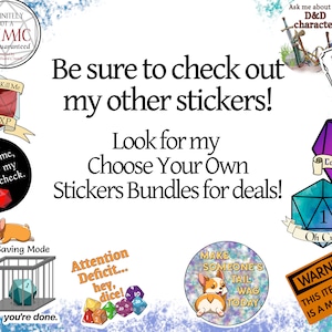 12 TTRPG, Dungeons and Dragons Stickers Bundle Stell dir dein eigenes Sticker Set zusammen D&D, Pathfinder Wasserflaschen-Aufkleber, spülmaschinenfest Bild 7