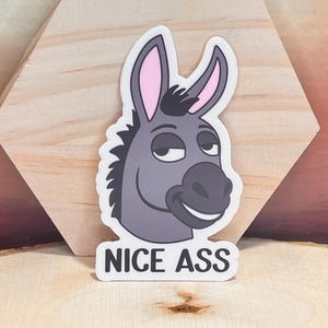 Nice Ass Vinyl Sticker, Donkey, Dishwasher Safe Sticker, Funny, Joke, Adult Humor