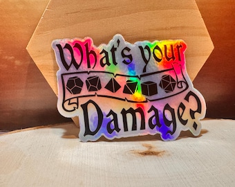 D&D-vinylsticker: What's Your Damage holografisch, waterdicht