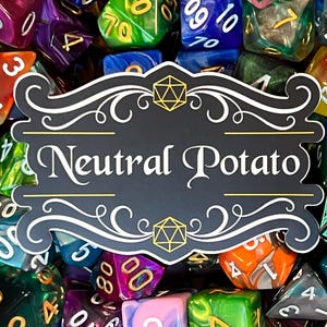 Adesivo de vinil D&D de batata neutra, lavável na máquina de lavar louça, Dungeons and Dragons, DND, TTRPG, Pathfinder, tabela de alinhamento, presentes para DM e jogadores