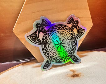 Aegishjalmur Helm of Awe Holo Vinyl Sticker: Norse Viking Decor